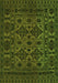 Serging Thickness of Machine Washable Persian Green Traditional Area Rugs, wshtr2542grn