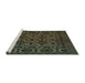 Sideview of Machine Washable Persian Turquoise Traditional Area Rugs, wshtr2542turq