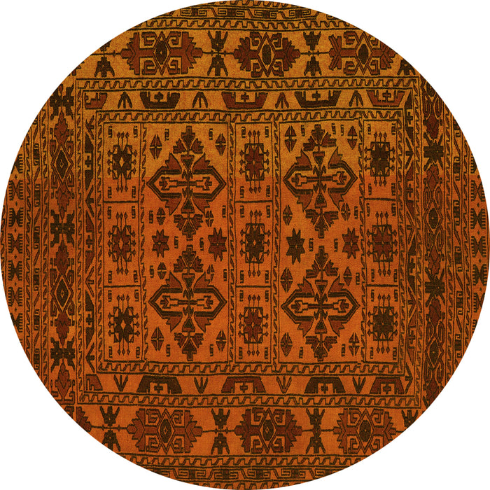 Round Persian Yellow Traditional Rug, tr2542yw