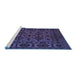 Sideview of Machine Washable Persian Blue Traditional Rug, wshtr2542blu