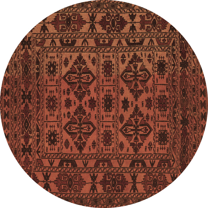 Round Persian Brown Traditional Rug, tr2542brn