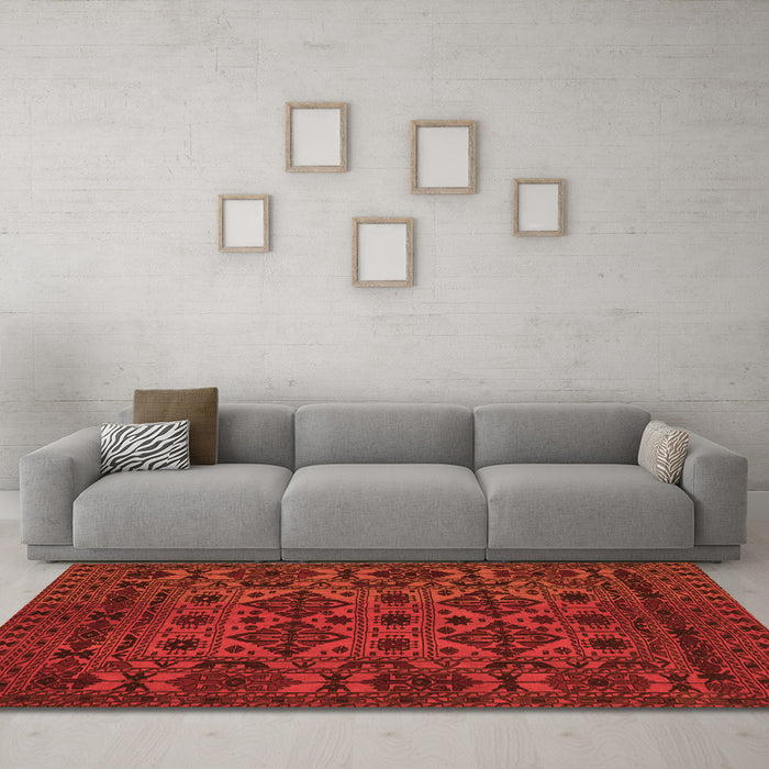 Machine Washable Persian Orange Traditional Area Rugs in a Living Room, wshtr2542org