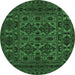 Round Machine Washable Persian Emerald Green Traditional Area Rugs, wshtr2542emgrn