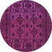 Round Machine Washable Persian Purple Traditional Area Rugs, wshtr2542pur