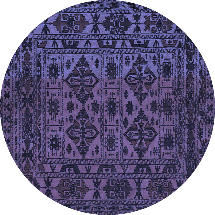 Round Machine Washable Persian Blue Traditional Rug, wshtr2542blu