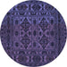 Round Machine Washable Persian Blue Traditional Rug, wshtr2542blu