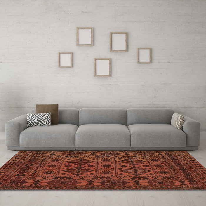 Machine Washable Persian Brown Traditional Rug in a Living Room,, wshtr2542brn