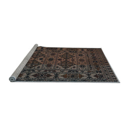 Sideview of Machine Washable Persian Light Blue Traditional Rug, wshtr2542lblu