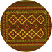 Round Southwestern Yellow Country Rug, tr2543yw