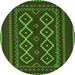 Machine Washable Southwestern Green Country Area Rugs, wshtr2543grn