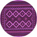 Round Southwestern Purple Country Rug, tr2543pur