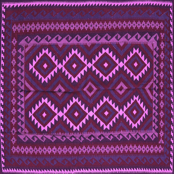 Square Machine Washable Southwestern Purple Country Area Rugs, wshtr2543pur