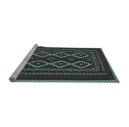 Sideview of Machine Washable Southwestern Light Blue Country Rug, wshtr2543lblu