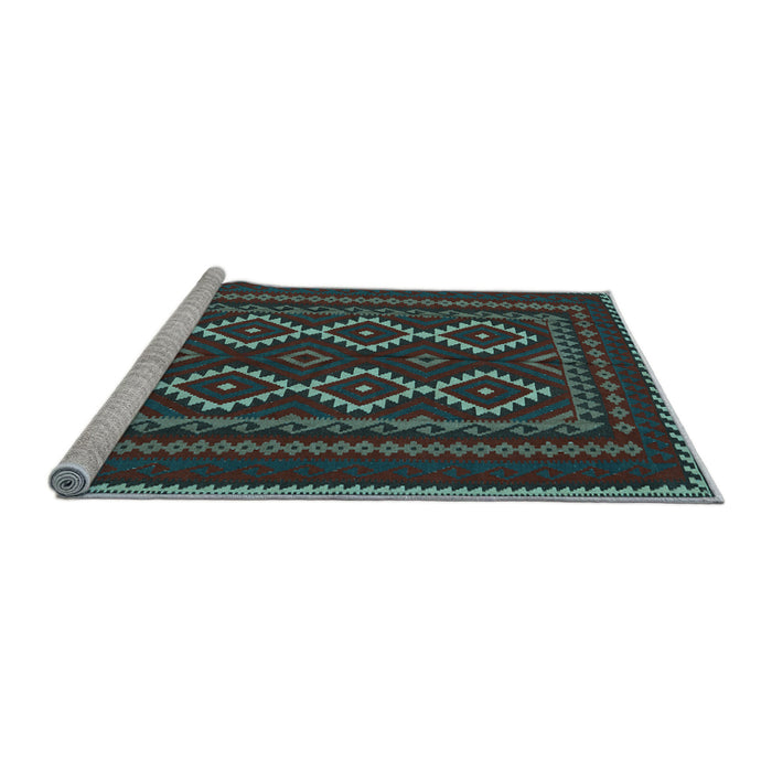 Sideview of Machine Washable Southwestern Light Blue Country Rug, wshtr2543lblu