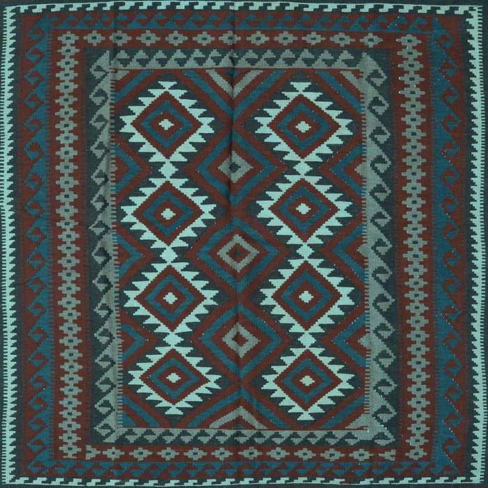 Square Machine Washable Southwestern Light Blue Country Rug, wshtr2543lblu