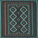 Square Machine Washable Southwestern Light Blue Country Rug, wshtr2543lblu