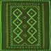 Round Machine Washable Southwestern Green Country Area Rugs, wshtr2543grn