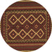 Round Southwestern Brown Country Rug, tr2543brn