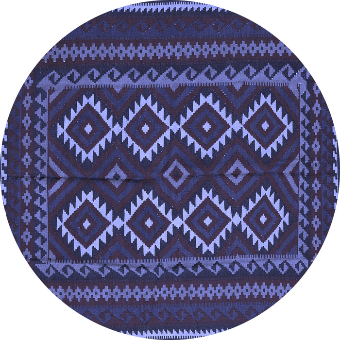 Round Southwestern Blue Country Rug, tr2543blu