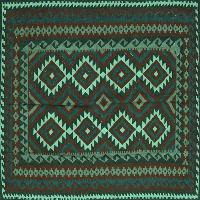 Square Southwestern Turquoise Country Rug, tr2543turq
