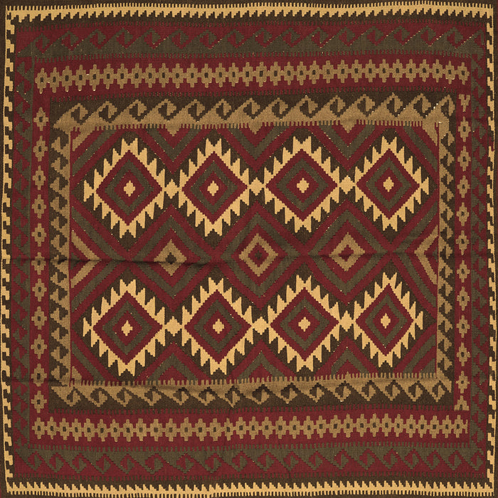 Square Machine Washable Southwestern Brown Country Rug, wshtr2543brn