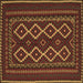 Square Machine Washable Southwestern Brown Country Rug, wshtr2543brn