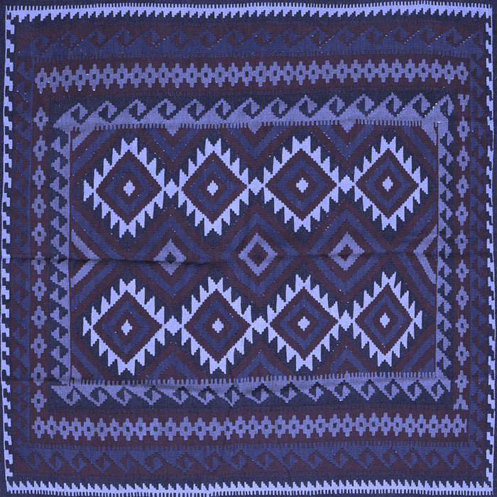 Square Machine Washable Southwestern Blue Country Rug, wshtr2543blu