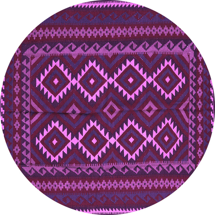 Round Machine Washable Southwestern Purple Country Area Rugs, wshtr2543pur