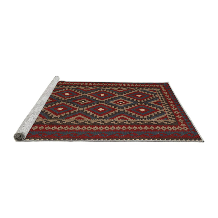 Sideview of Machine Washable Traditional Brown Rug, wshtr2544