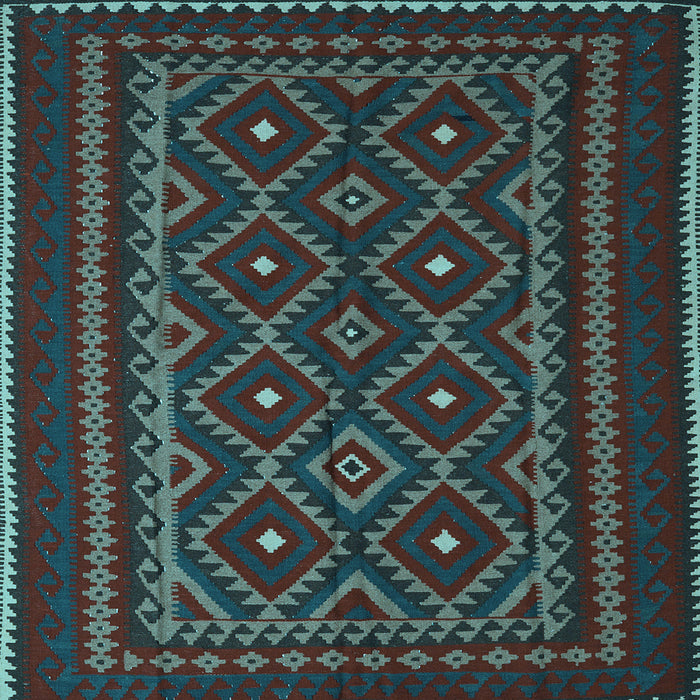Square Machine Washable Southwestern Light Blue Country Rug, wshtr2544lblu