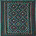 Square Machine Washable Southwestern Light Blue Country Rug, wshtr2544lblu