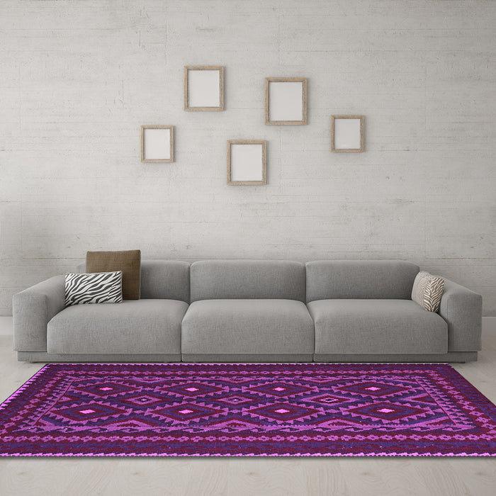 Machine Washable Southwestern Purple Country Area Rugs in a Living Room, wshtr2544pur