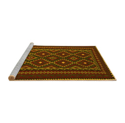 Sideview of Machine Washable Southwestern Yellow Country Rug, wshtr2544yw