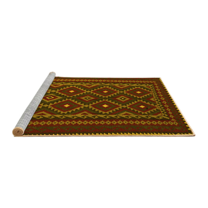 Sideview of Machine Washable Southwestern Yellow Country Rug, wshtr2544yw