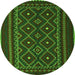 Machine Washable Southwestern Green Country Area Rugs, wshtr2544grn