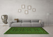 Machine Washable Southwestern Green Country Area Rugs in a Living Room,, wshtr2544grn