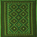 Round Machine Washable Southwestern Green Country Area Rugs, wshtr2544grn