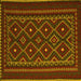 Square Machine Washable Southwestern Yellow Country Rug, wshtr2544yw