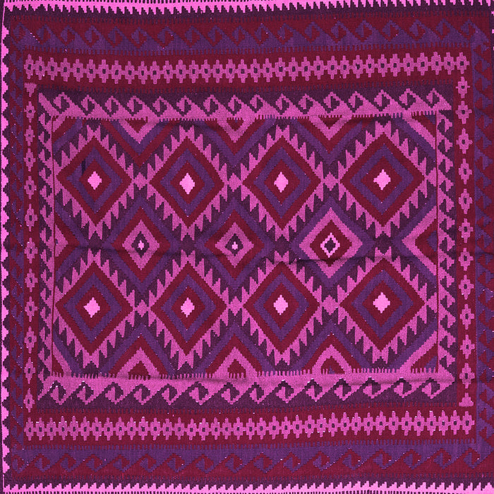 Square Machine Washable Southwestern Pink Country Rug, wshtr2544pnk