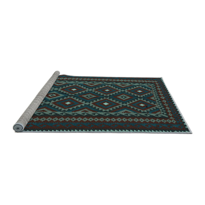 Sideview of Machine Washable Southwestern Light Blue Country Rug, wshtr2544lblu