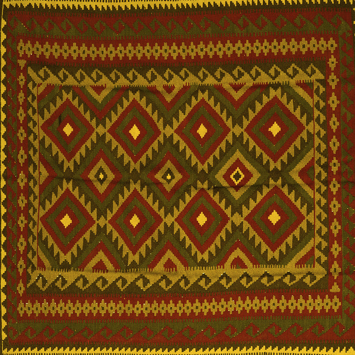 Square Southwestern Yellow Country Rug, tr2544yw