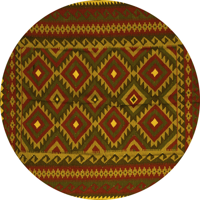 Round Southwestern Yellow Country Rug, tr2544yw