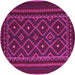 Round Southwestern Pink Country Rug, tr2544pnk