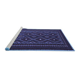Sideview of Machine Washable Southwestern Blue Country Rug, wshtr2544blu