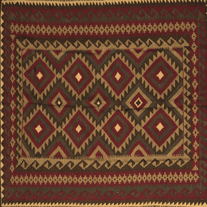 Square Machine Washable Southwestern Brown Country Rug, wshtr2544brn