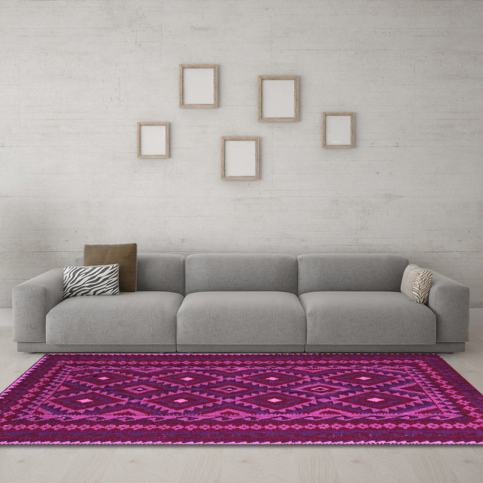 Machine Washable Southwestern Pink Country Rug in a Living Room, wshtr2544pnk