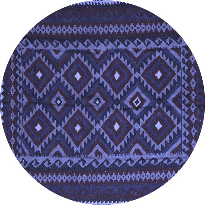 Round Southwestern Blue Country Rug, tr2544blu