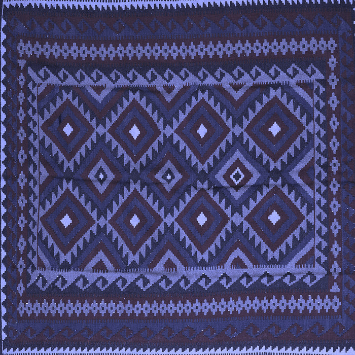 Square Machine Washable Southwestern Blue Country Rug, wshtr2544blu