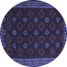 Round Southwestern Blue Country Rug, tr2545blu