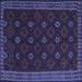 Square Machine Washable Southwestern Blue Country Rug, wshtr2545blu